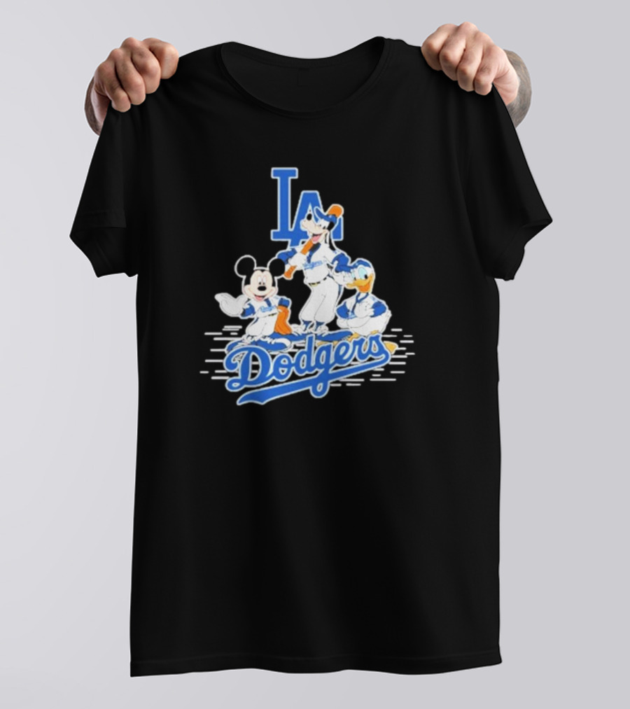 Los Angeles Dodgers Mickey Mouse Donald Duck Goofy Baseball T-Shirt