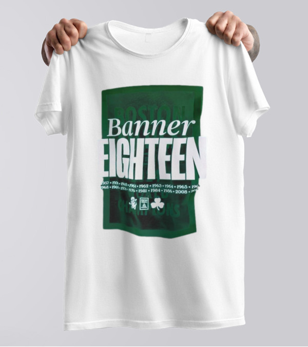 Banner Eighteen Boston Celtics NBA World Champions 1957-2024 T-Shirt