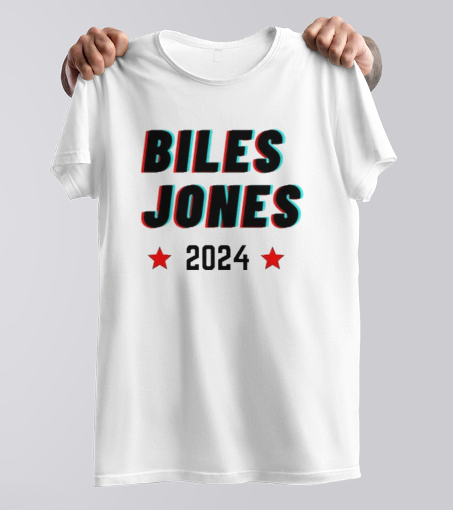 Biles Jones 2024 Nanner Wearing T-Shirt