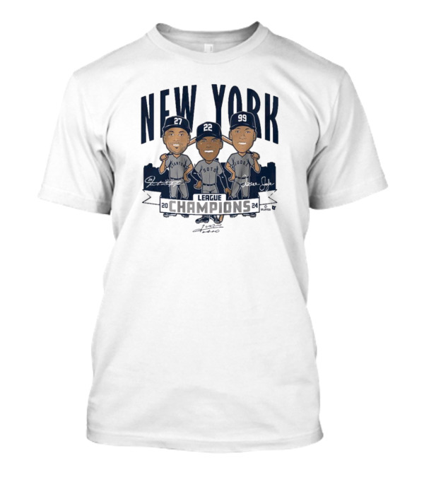 New York Yankees League Champions 2024 Caricatures Signatures MLB T-Shirt
