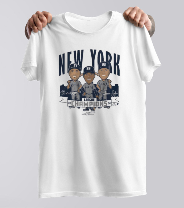 New York Yankees League Champions 2024 Caricatures Signatures MLB T-Shirt
