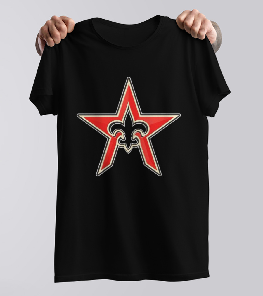 NFL X MLB New Orleans Saints Houston Astros Logo Star Fleur-de-lis Mashup T-Shirt