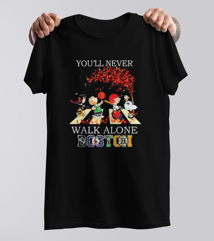 Peanuts Characters You’ll Never Walk Alone Boston Sports City Team T-Shirt