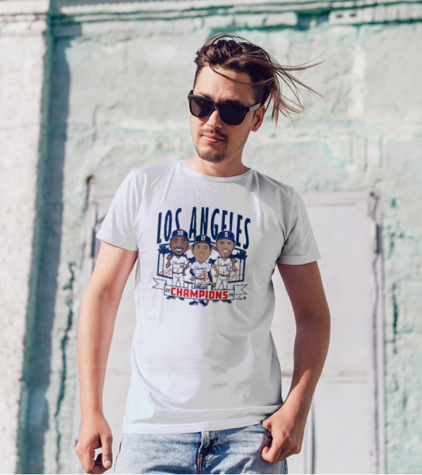 Los Angeles Dodgers League Champions 2024 Caricatures Signatures T-Shirt