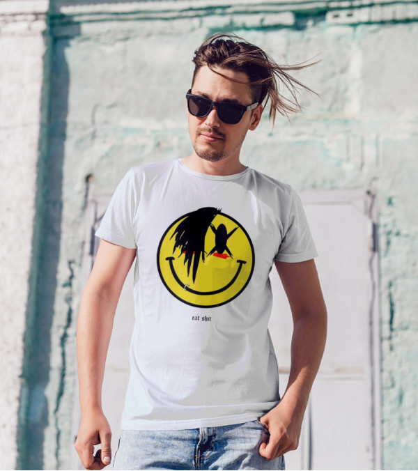 My Chemical Romance Smiley Symbol Eat Shit Face With Hair And Piercing T-Shirt