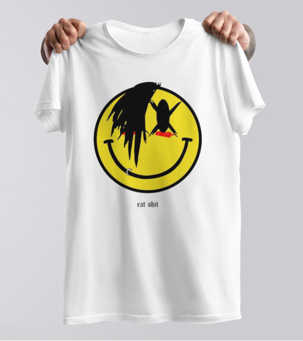 My Chemical Romance Smiley Symbol Eat Shit Face With Hair And Piercing T-Shirt