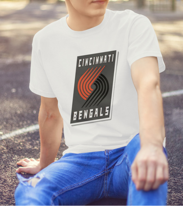 Cincinnati Bengals X Portland Trail Blazers Mashup Logo NFL NBA T-Shirt
