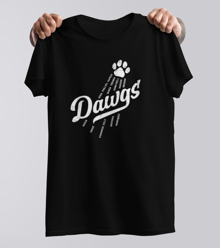 Dawgs Los Angeles Dodgers 2024 Bullpen Yency Phillips Vesia Bickford Almonte Ferguson Miller Graterol Brasier Floro Ferreria Pepiot Stone T-Shirt
