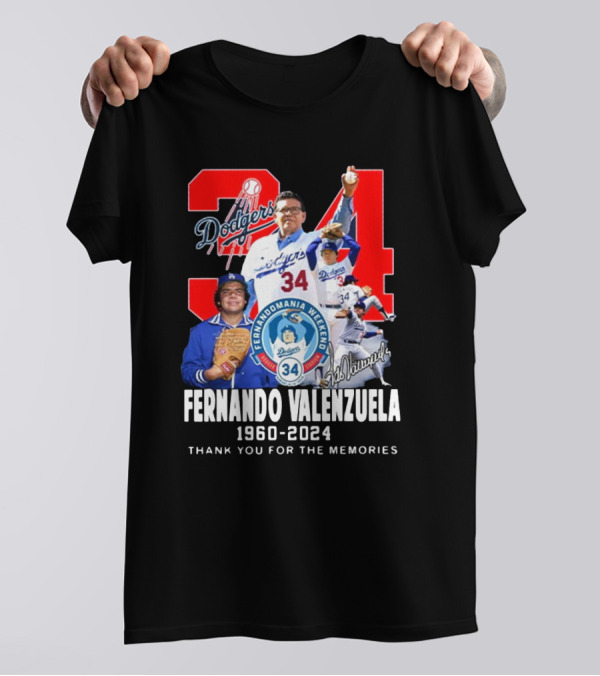 Fernando Valenzuela Los Angeles Dodgers 34 Fernandomania Weekend Thank You For The Memories Signature 1960-2024 T-Shirt