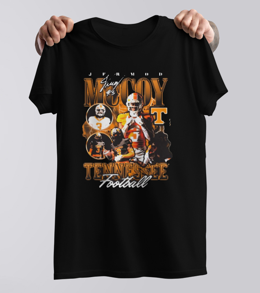 Jermod Mccoy #3 Tennessee Volunteers Football 90s Signature T-Shirt