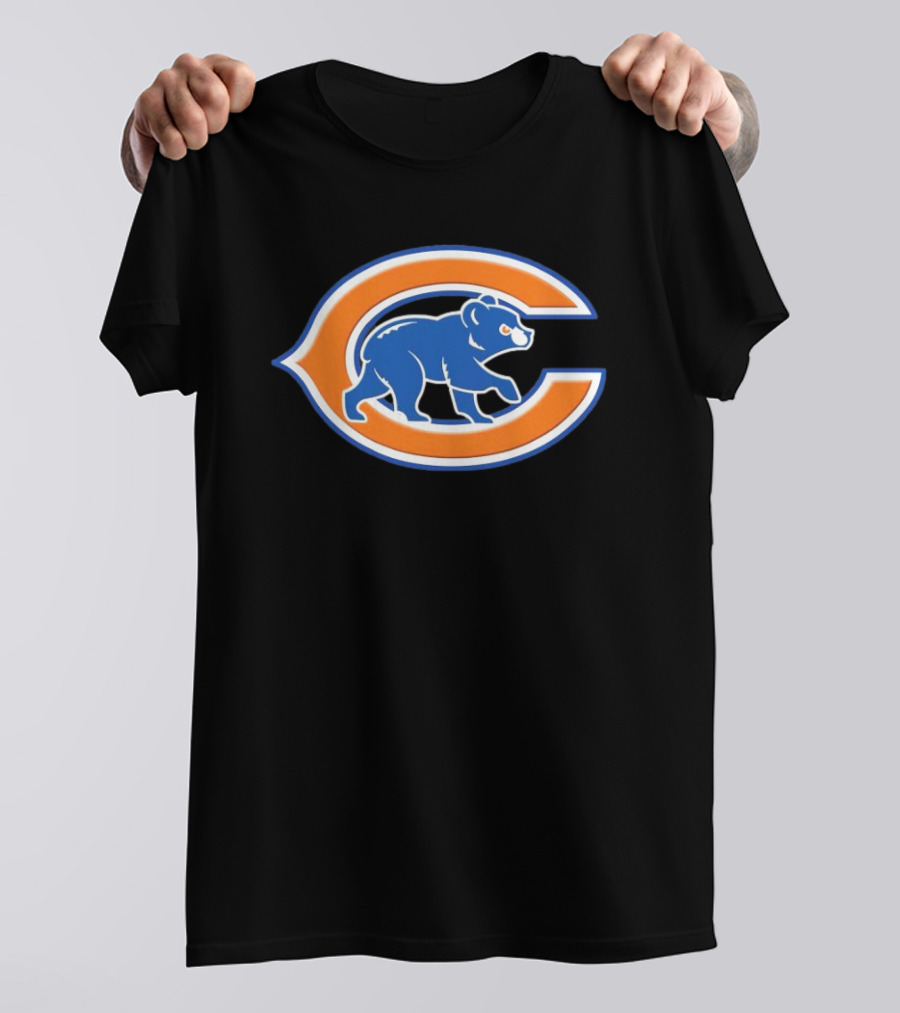 NFL X MLB Chicago Bears X Chicago Cubs Logo Mashup T-Shirt