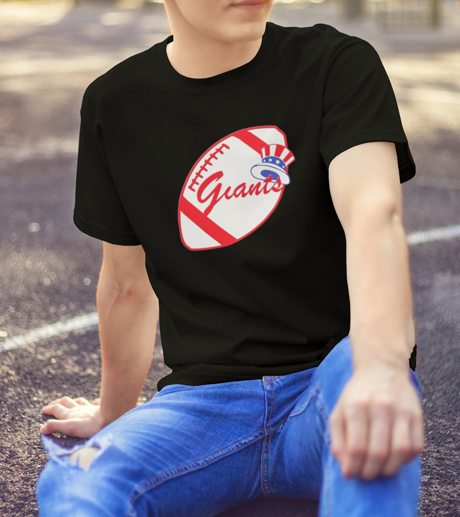 Giants Football Mashup With Yankees Hat NFL X MLB Collaboration T-Shirt