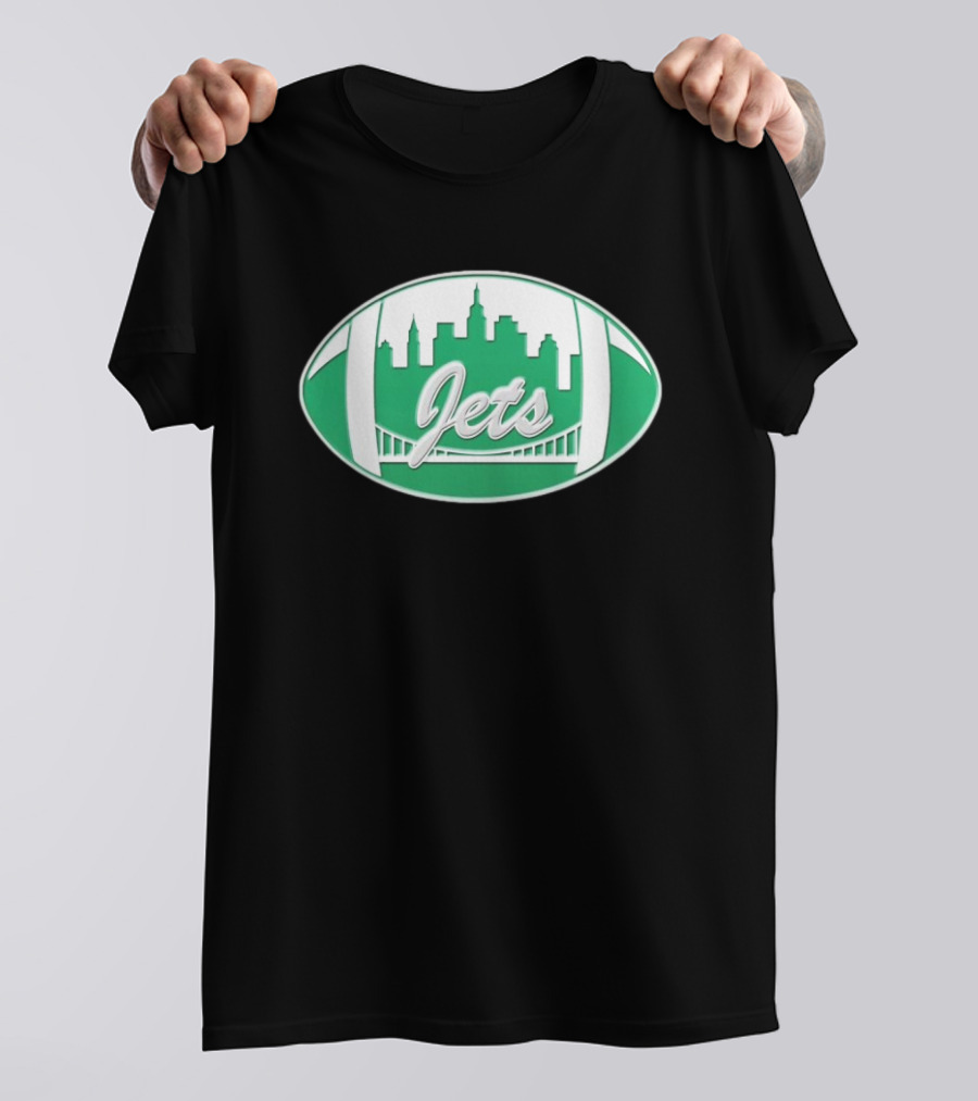 New York Jets Mets Skyline Green Football Bridge Logo NFL MLB Mashup T-Shirt