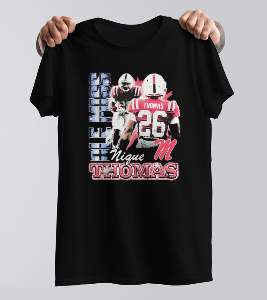 Ole Miss Rebels Domonique Nique Thomas 26 Football 90s T-Shirt