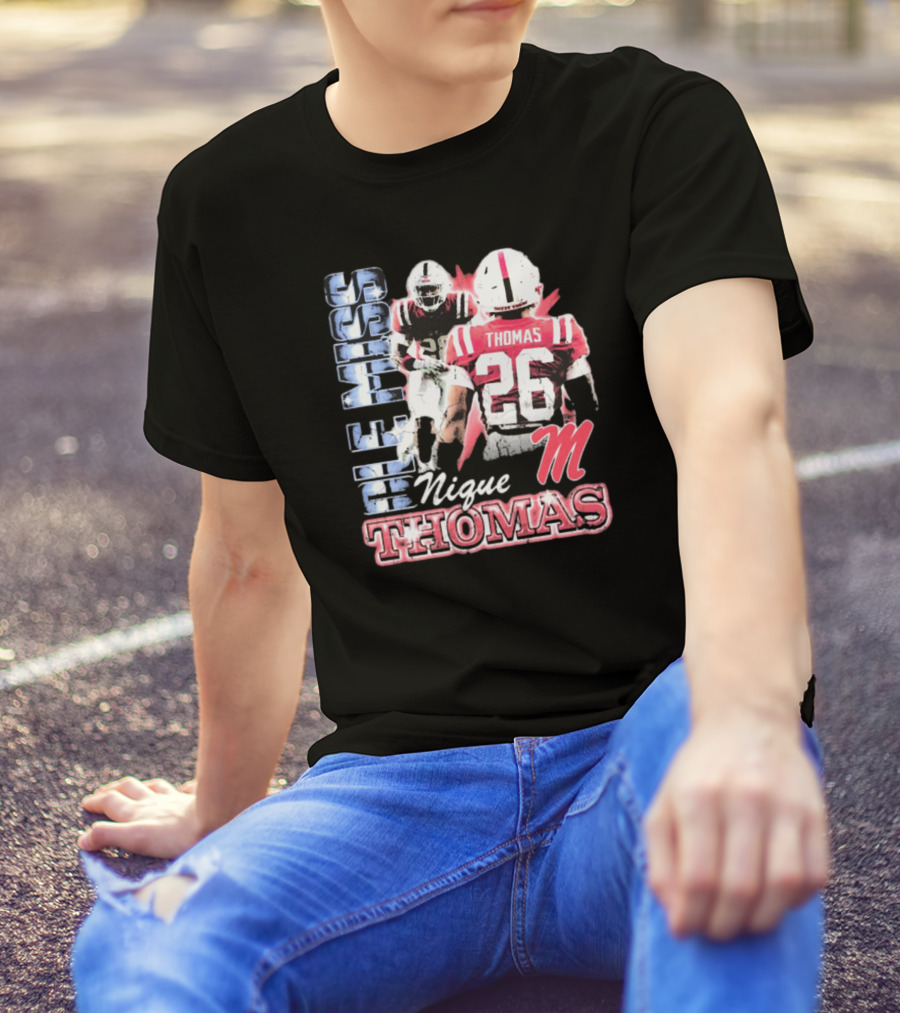 Ole Miss Rebels Domonique Nique Thomas 26 Football 90s T-Shirt