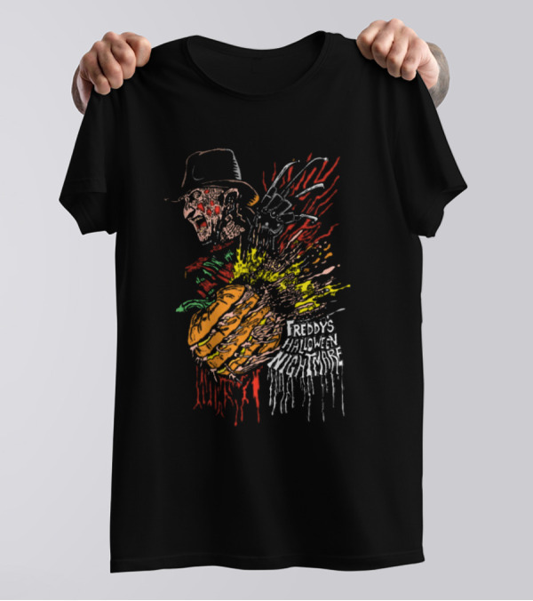 Freddy’s Halloween Nightmare 2024 Pumpkin Splatter Horror T-Shirt