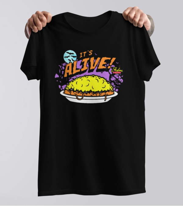 It's Alive Skyline Chili Halloween 3-Way Moon Bats Purple Sky T-Shirt