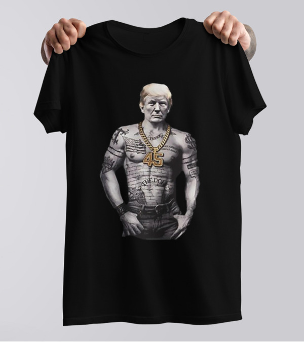 Ja’mal Green Wearing Donald Trump The Don 2.0 Tattooed Body With Gold 45 Necklace T-Shirt