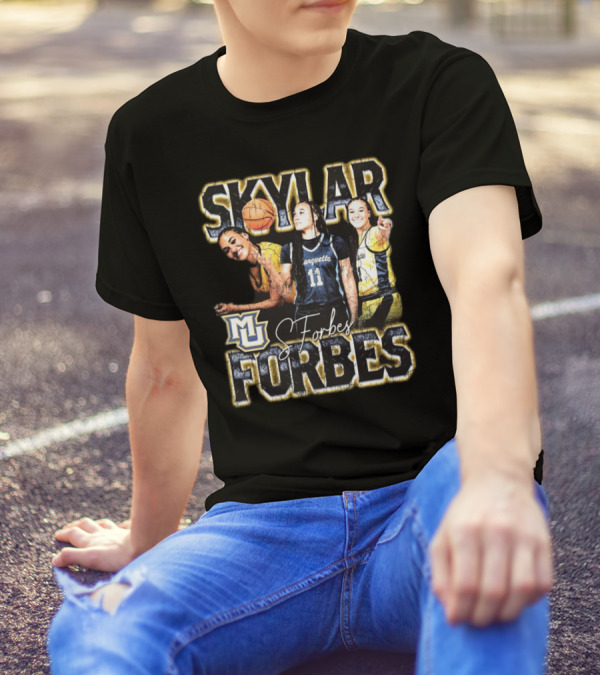 Skylar Forbes Marquette Golden Eagles Basketball MU Vintage 90s Style Signature T-Shirt