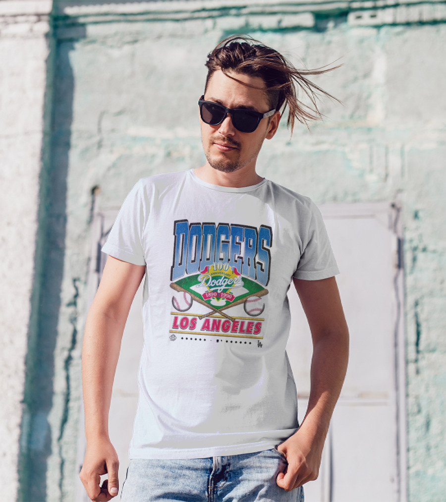 Los Angeles Dodgers 100 Anniversary 1890-1990 Vintage Baseball MLB Dodger Stadium T-Shirt
