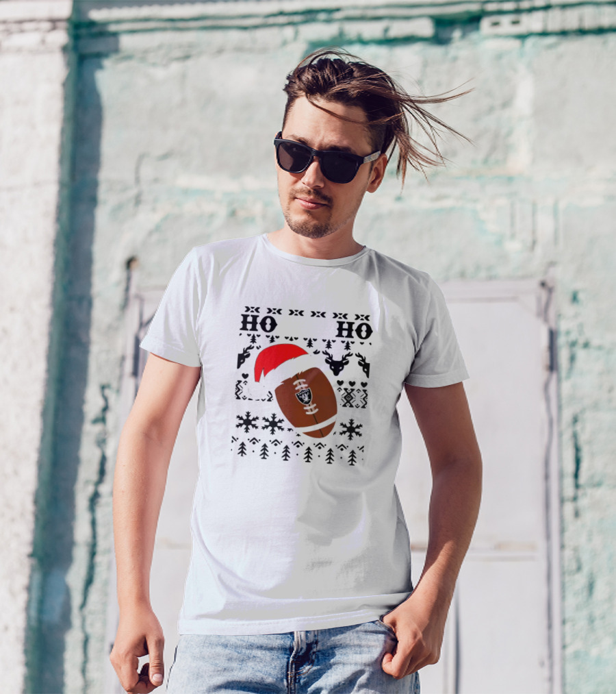 Las Vegas Raiders Football Santa Claus Ho Ho Ho Christmas NFL T-Shirt