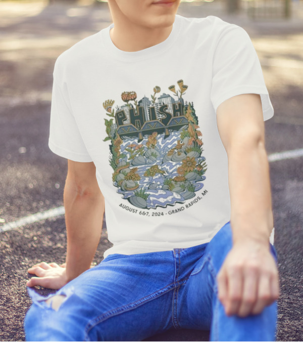 Phish Live In Grand Rapids MI August 6-7 2024 River-Bridge Scene T-Shirt