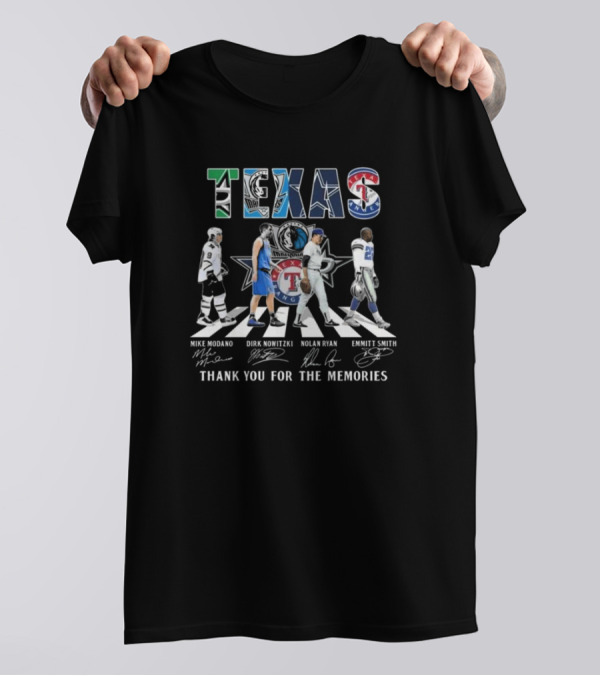 Texas Stars Mike Modano Dirk Nowitzki Nolan Ryan Emmitt Smith Thank You For The Memories T-Shirt