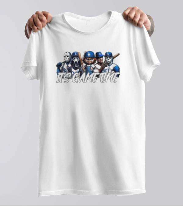 Dodgers Horror Characters It's Game Time Halloween T-Shirt