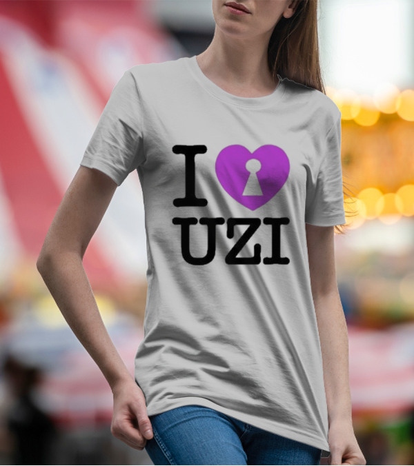 I Love Heart Keyhole Uzi T-Shirt