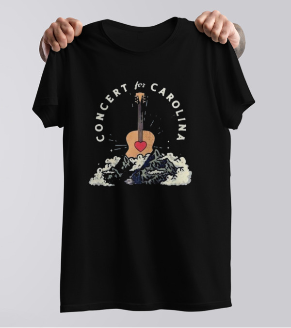 Concert For Carolina 2024 Retro Guitar Heart Mountain Scene T-Shirt