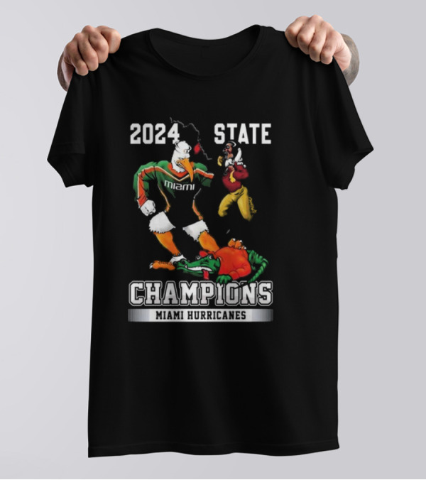 Miami Hurricanes 2024 State Champions Mascot Rival Victory T-Shirt