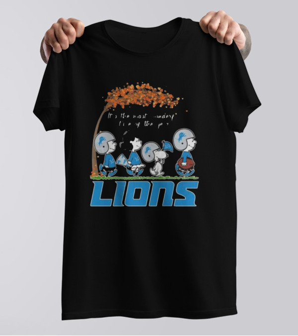 Peanuts Characters It's The Most Wonderful Time Of The Year Detroit Lions T-Shirt