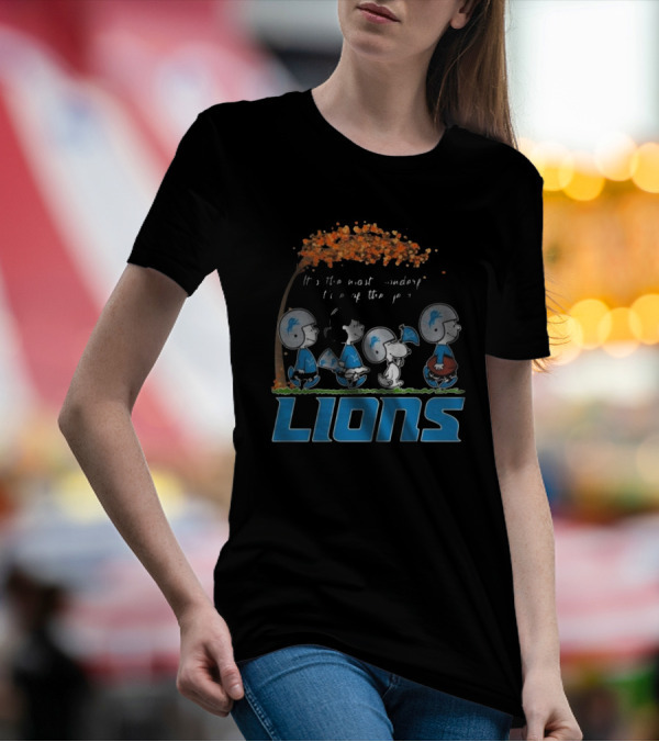 Peanuts Characters It's The Most Wonderful Time Of The Year Detroit Lions T-Shirt
