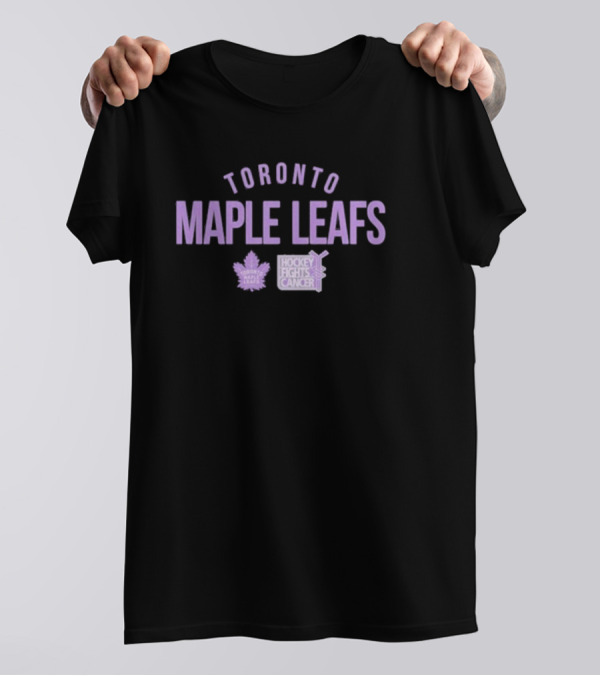 Toronto Maple Leafs Hockey Fights Cancer Purple Logo Campaign T-Shirt