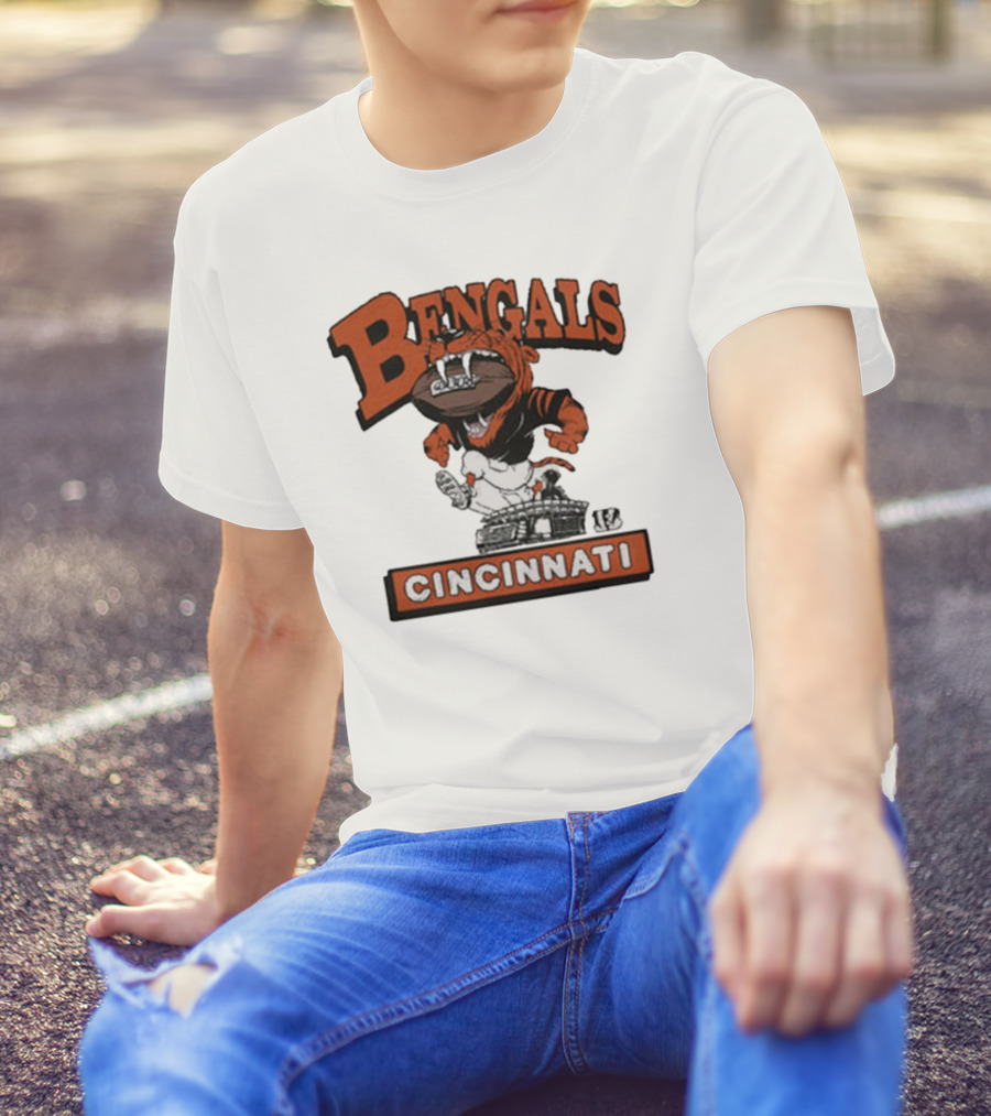 Cincinnati Bengals Mascot Jumping Over Stadium T-Shirt