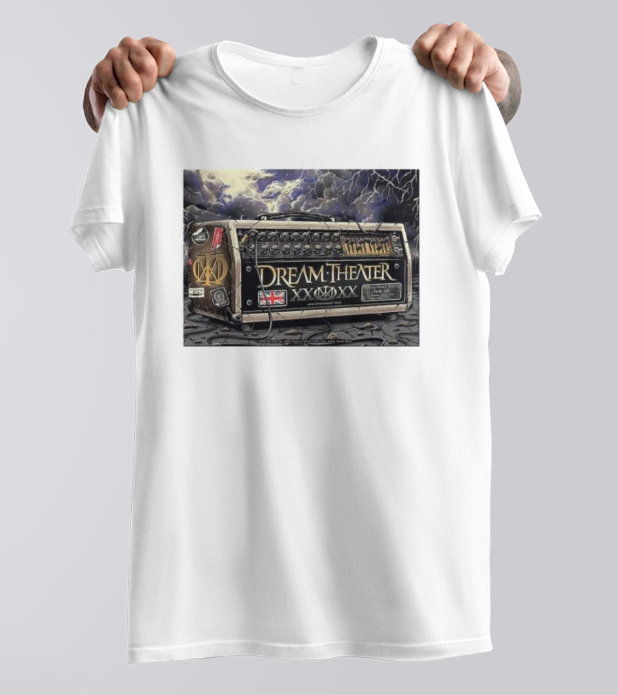 Dream Theater 40th Anniversary Tour London England The O2 October 20 2024 Guitar Amp Union Jack Lightning T-Shirt