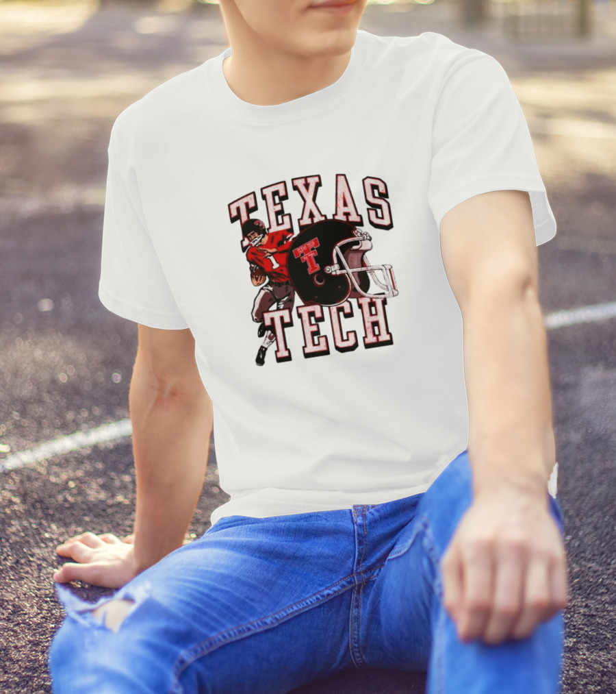 Texas Tech Red Raiders Football Player And Helmet T-Shirt
