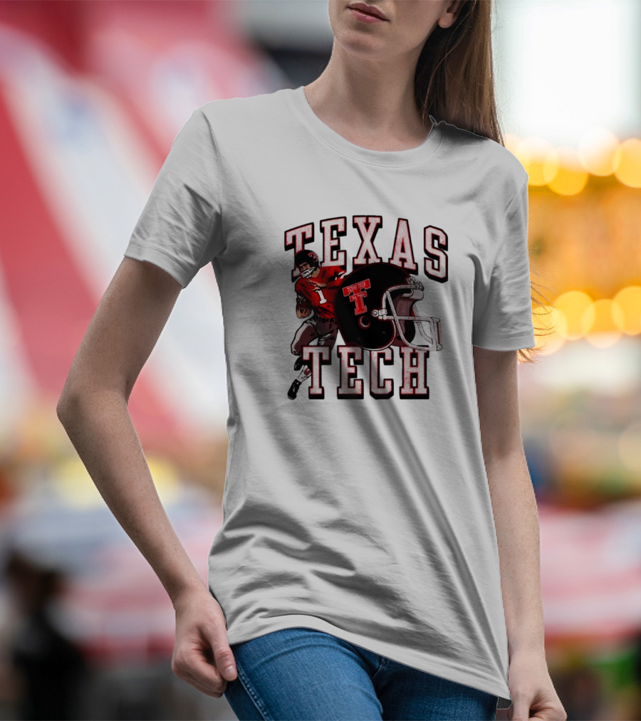 Texas Tech Red Raiders Football Player And Helmet T-Shirt