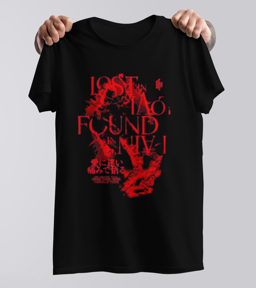 Miyavi Red Text Lost In Love, Found In Pain Pigment Dye T-Shirt
