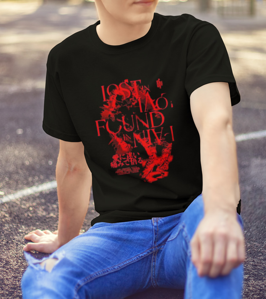 Miyavi Red Text Lost In Love, Found In Pain Pigment Dye T-Shirt