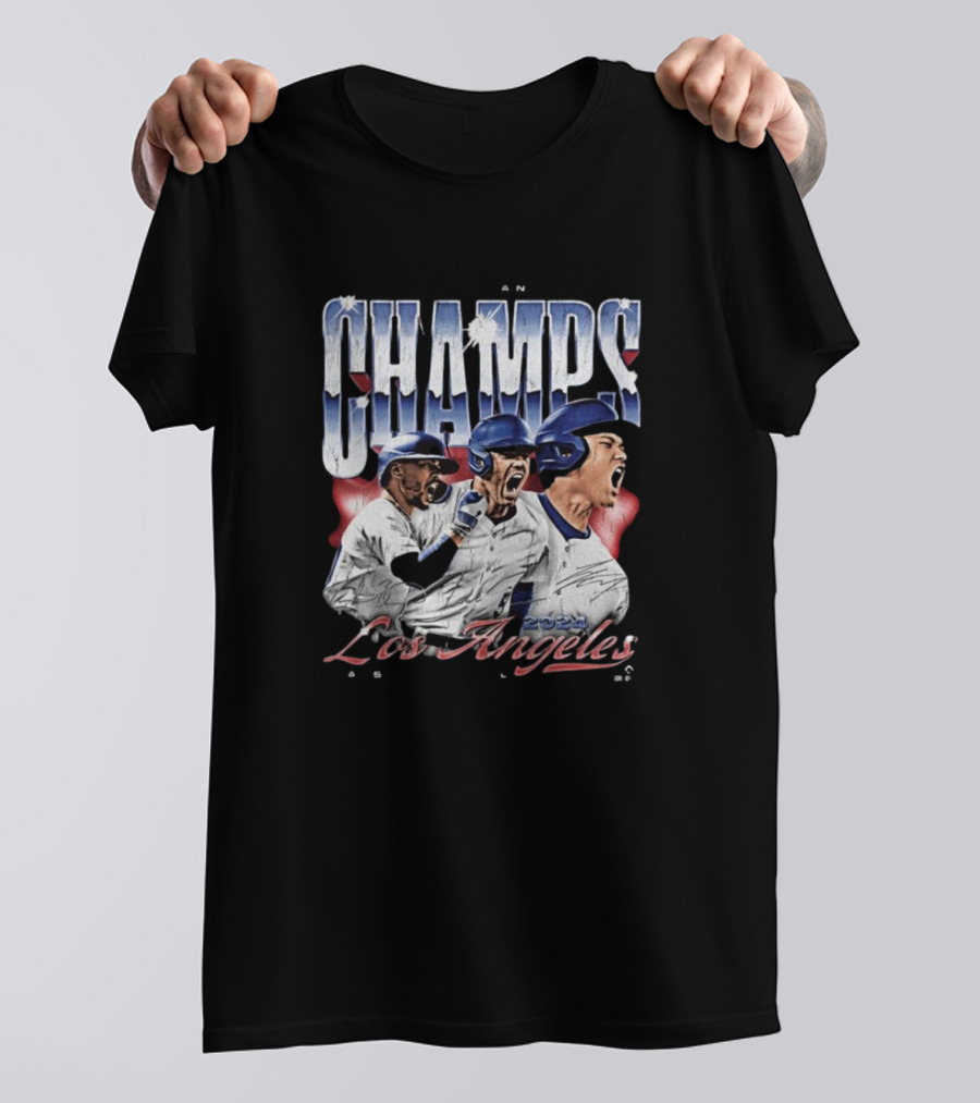 Betts Freeman Ohtani 2024 Champs Los Angeles Dodgers Vintage Signatures T-Shirt