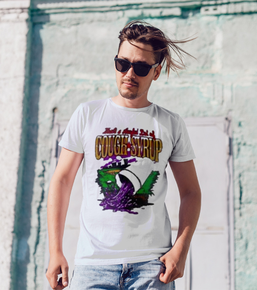 Baseball That’s A Awful Lot Of Cough Syrup Cityscape And Pouring Purple Liquid T-Shirt
