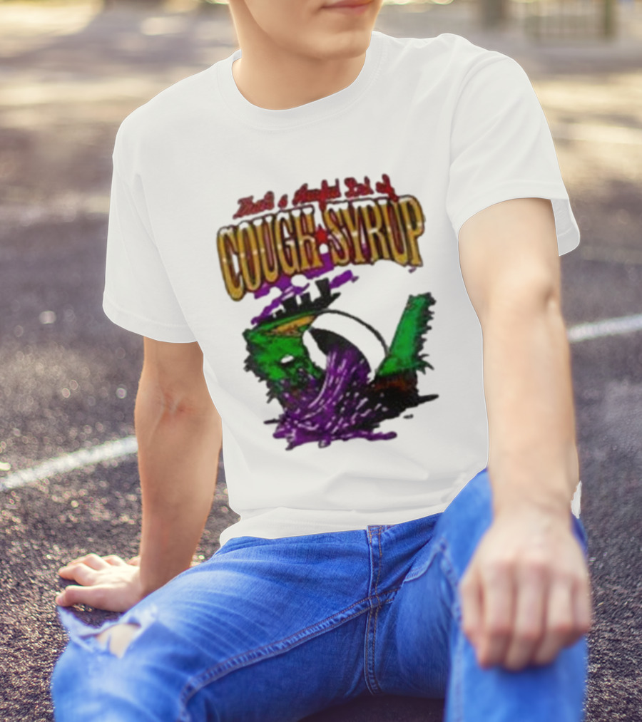 Baseball That’s A Awful Lot Of Cough Syrup Cityscape And Pouring Purple Liquid T-Shirt