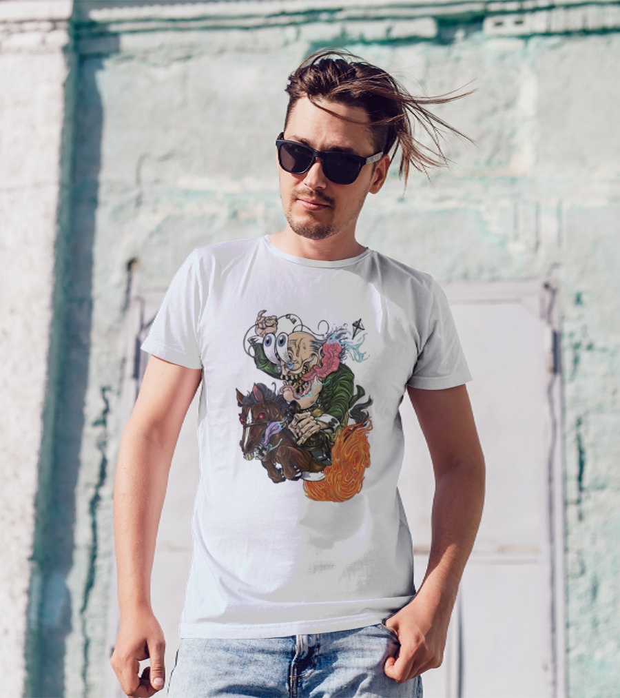 Ben Franklin Ben Finklin Trippy Surreal Horse Adventure T-Shirt
