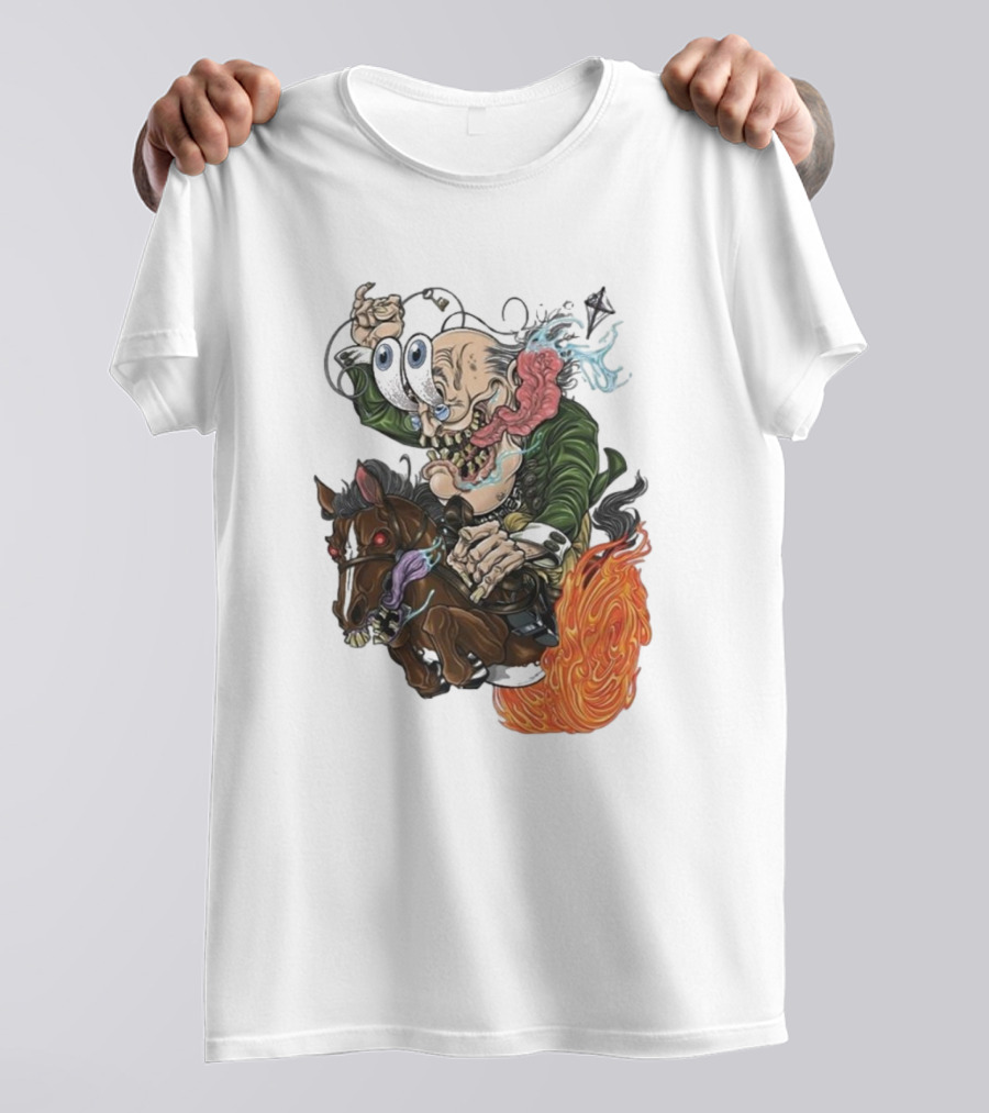 Ben Franklin Ben Finklin Trippy Surreal Horse Adventure T-Shirt