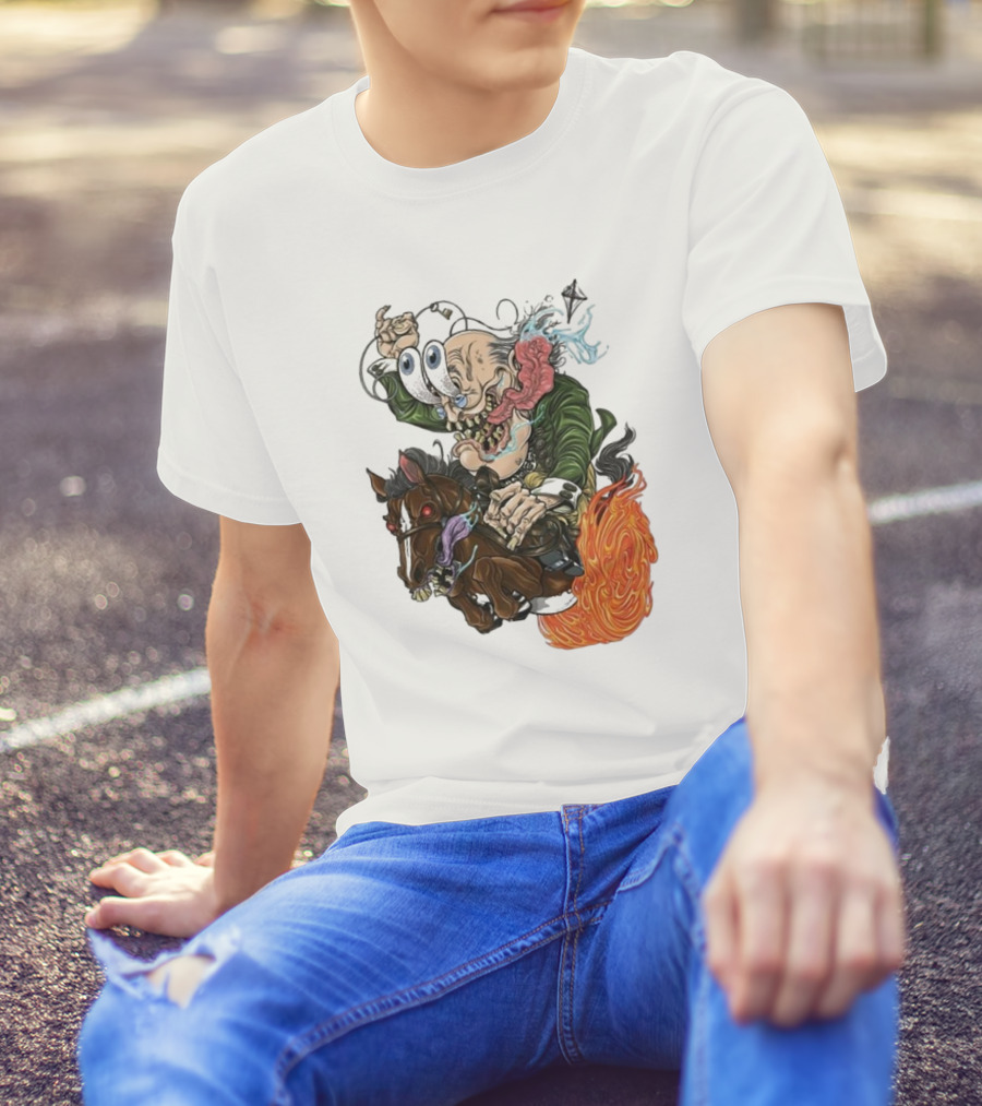 Ben Franklin Ben Finklin Trippy Surreal Horse Adventure T-Shirt