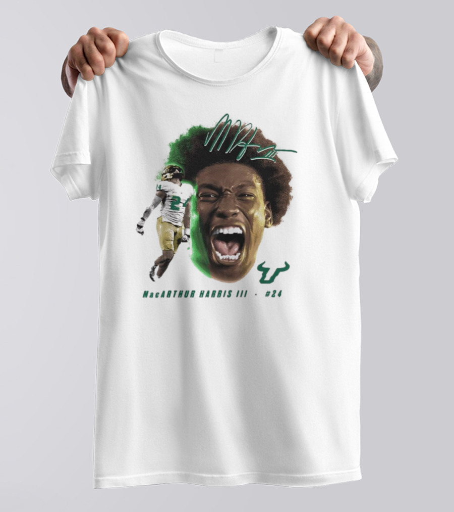 MacArthur Harris III South Florida Bulls Football #24 Signature T-Shirt