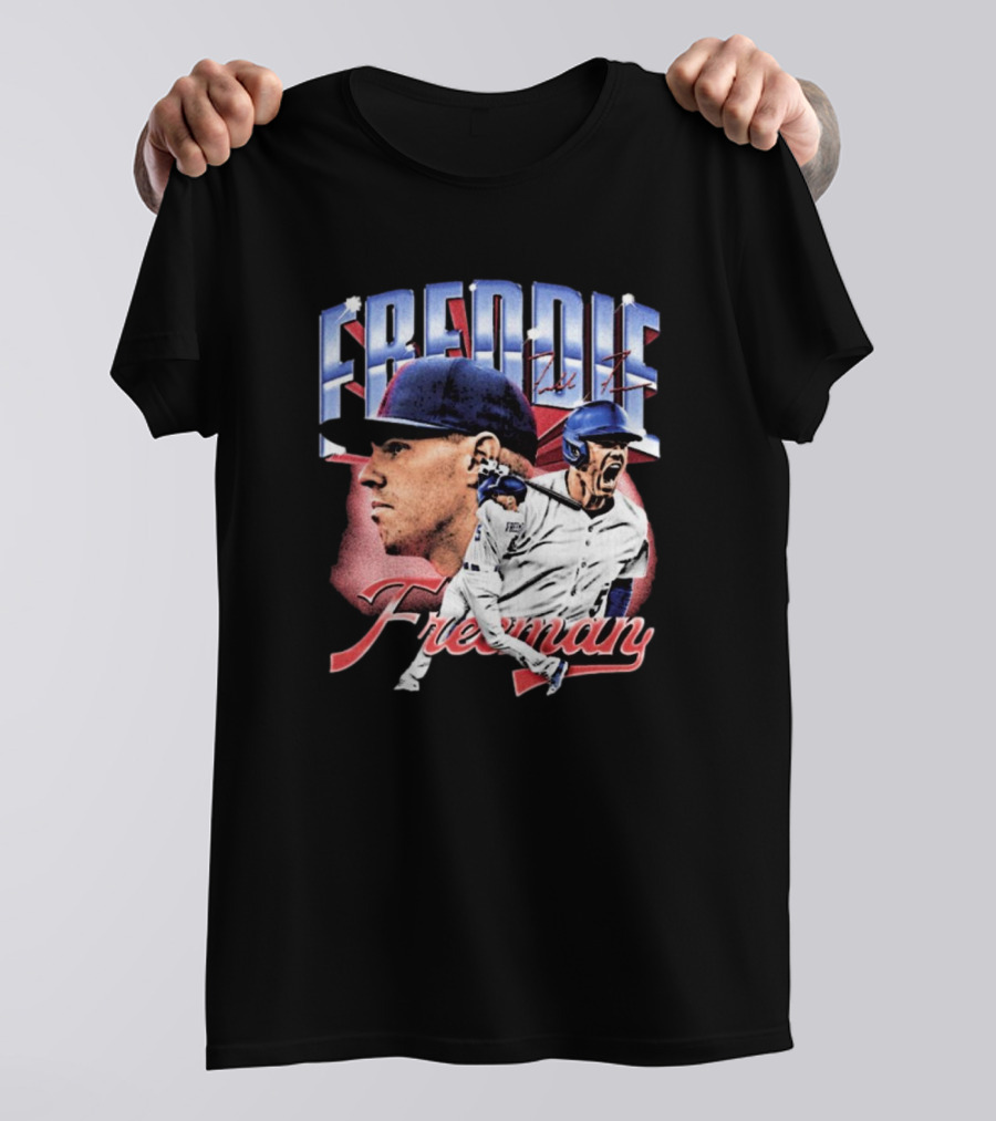 Freddie Freeman Los Angeles Dodgers Vintage Collage MLB Signature T-Shirt