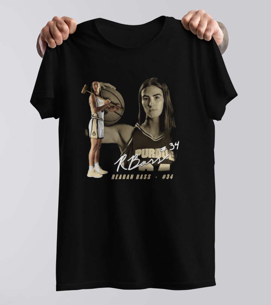 Reagan Bass #34 Purdue Boilermakers R. Bass Signature T-Shirt