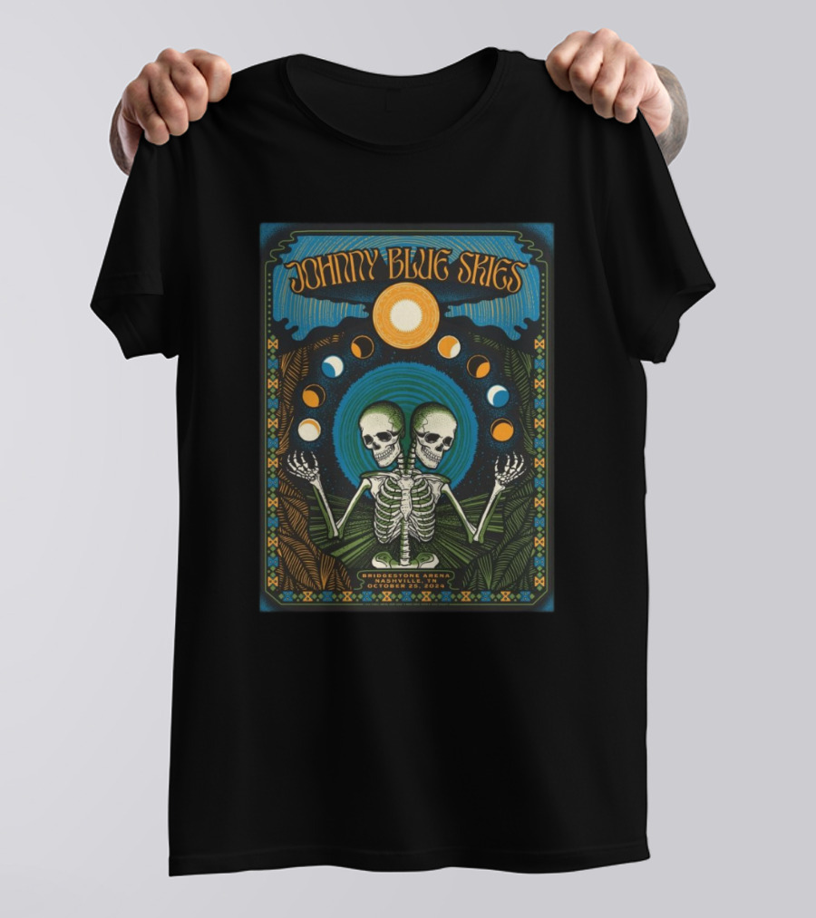 Johnny Blue Skies Sturgill Simpson Bridgestone Arena October Nashville 24 Status Serigraph T-Shirt